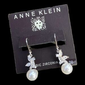 Anne Klein rhinestone and faux pearl bridal earrings